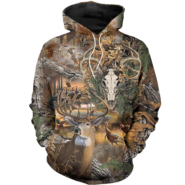 Men Women Hunting clothes Deer Skull Hunting Camo 3D all over Print Shirt Hoodie