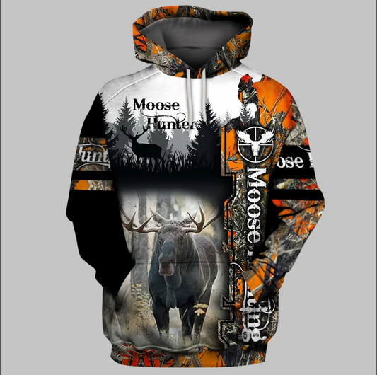 Moose Hunting clothes men women 3D all over Print t shirt and hoodie plus size - NQS82 Hoodie