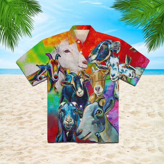 OragonTee Colorful Goat Hawaiian Shirt | For Men & Women | Adult | HW2369