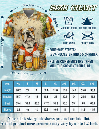 3D Bulldog Beer Hawaiian Shirt for Men, Button Down Aloha Shirt - Azhawaiian