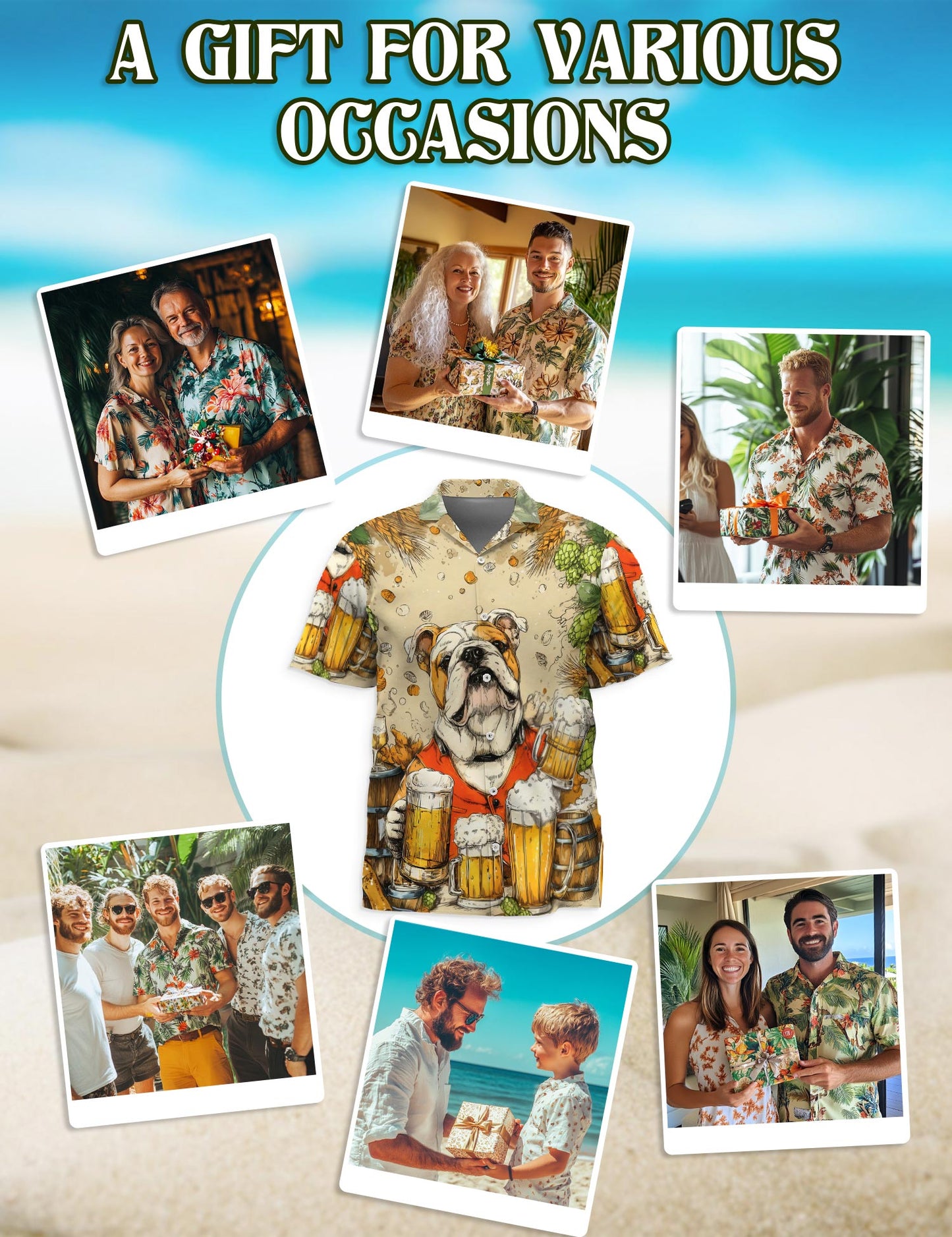3D Bulldog Beer Hawaiian Shirt for Men, Button Down Aloha Shirt - Azhawaiian