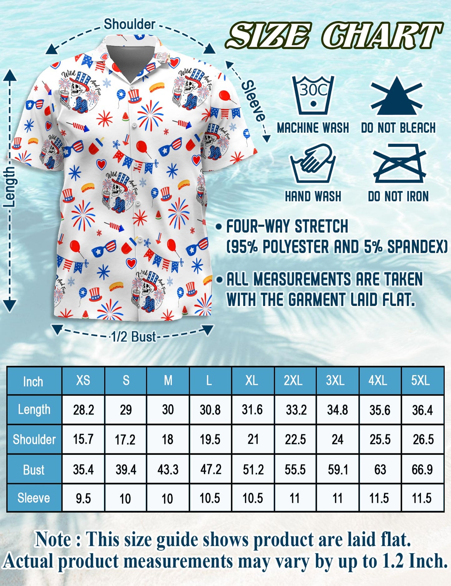 4th of July Hawaiian Shirt for Men, Button Down Aloha Shirt - Azhawaiian