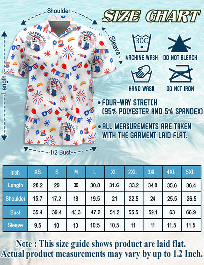 4th of July Hawaiian Shirt for Men, Button Down Aloha Shirt - Azhawaiian
