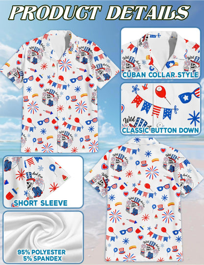 4th of July Hawaiian Shirt for Men, Button Down Aloha Shirt - Azhawaiian