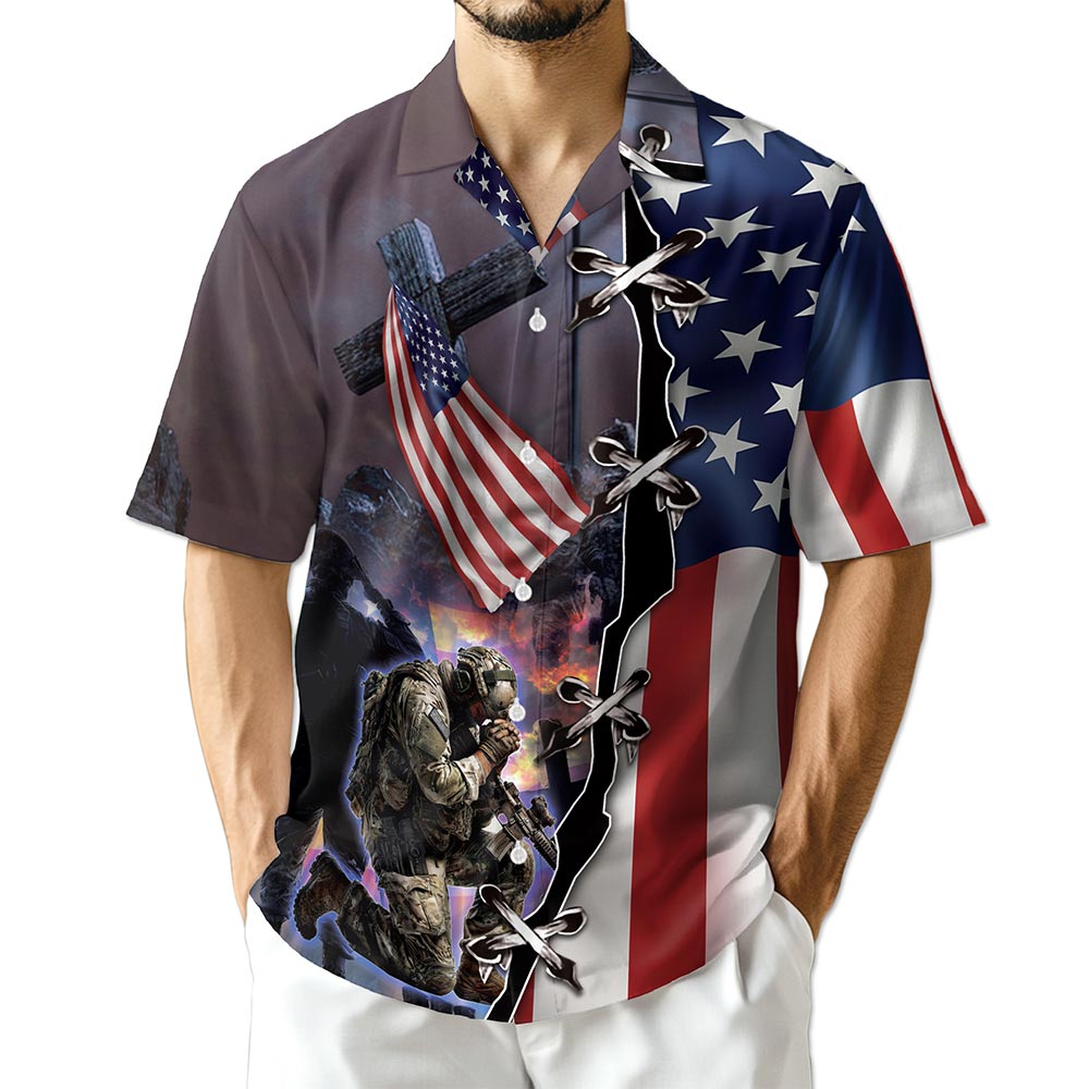 Azhawaiian 4th of July Veteran Hawaiian Shirt for Men
