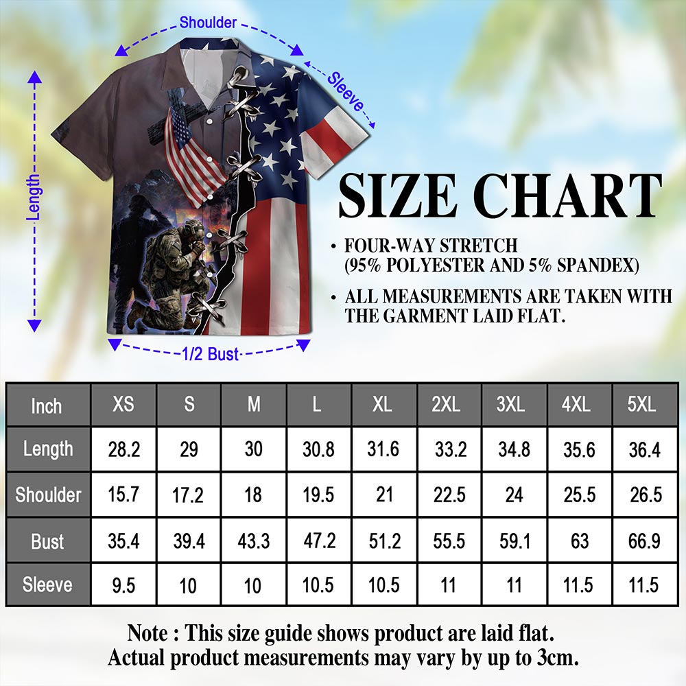 4th of July Veteran Hawaiian Shirt for Men, Button Down Aloha Shirt - Azhawaiian
