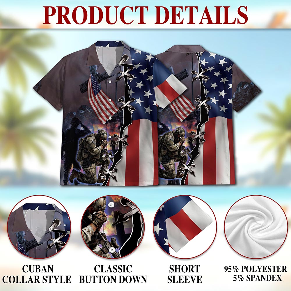 4th of July Veteran Hawaiian Shirt for Men, Button Down Aloha Shirt - Azhawaiian