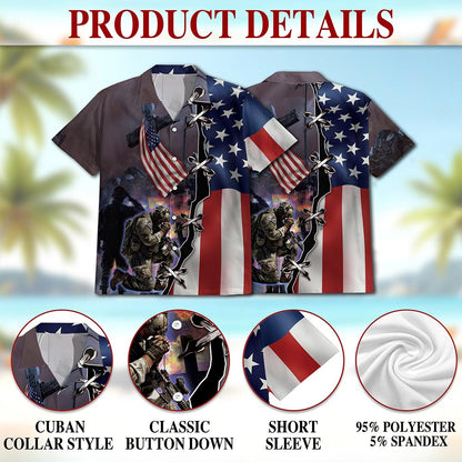 4th of July Veteran Hawaiian Shirt for Men, Button Down Aloha Shirt - Azhawaiian
