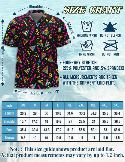 80s Pattern Hawaiian Shirt for Men, Button Down Aloha Shirt - Azhawaiian