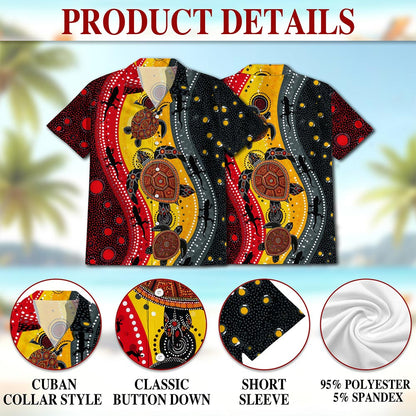 Aboriginal Turtle Australia Dot Painting Hawaiian Shirt for Men, Button Down Aloha Shirt - Azhawaiian
