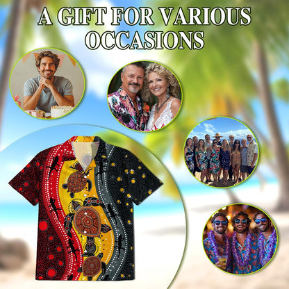 Aboriginal Turtle Australia Dot Painting Hawaiian Shirt for Men, Button Down Aloha Shirt - Azhawaiian