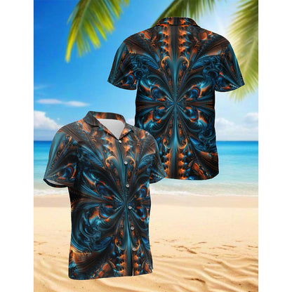 Abstract Fractal Hawaiian Shirt for Men, Button Down Aloha Shirt - Azhawaiian