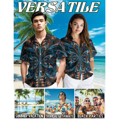Abstract Fractal Hawaiian Shirt for Men, Button Down Aloha Shirt - Azhawaiian