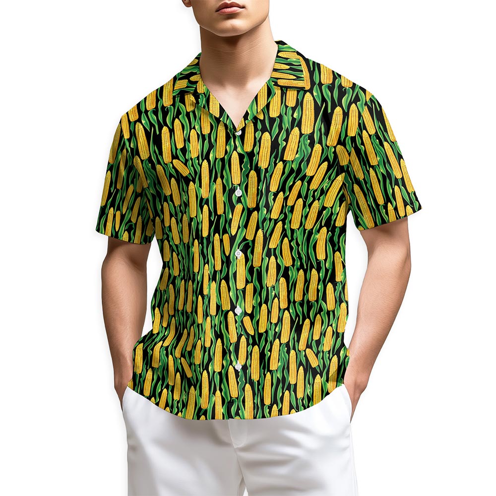 Azhawaiian Agricultural Corn Cob Print Hawaiian Shirt for Men