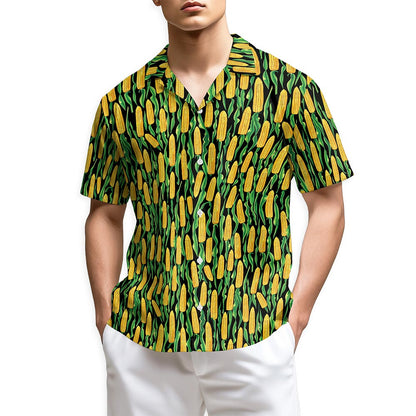 Azhawaiian Agricultural Corn Cob Print Hawaiian Shirt for Men