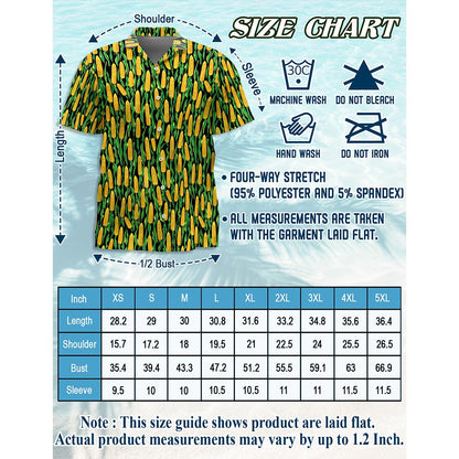 Agricultural Corn Cob Print Hawaiian Shirt for Men, Button Down Aloha Shirt - Azhawaiian