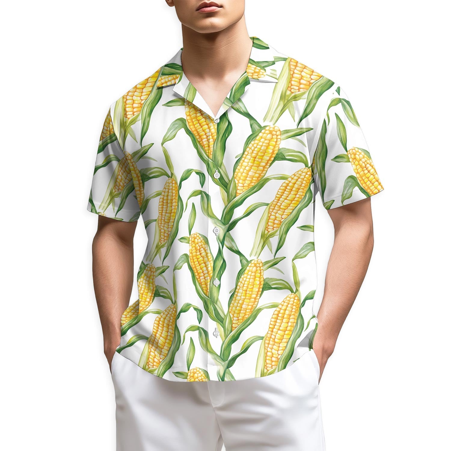 Azhawaiian Agricultural Fresh Corn Hawaiian Shirt for Men