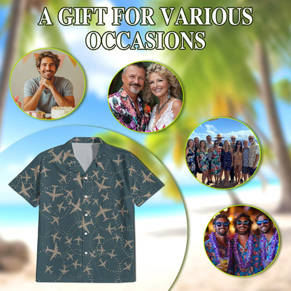 Airplane Hawaiian Shirt for Men, Button Down Aloha Shirt - Azhawaiian