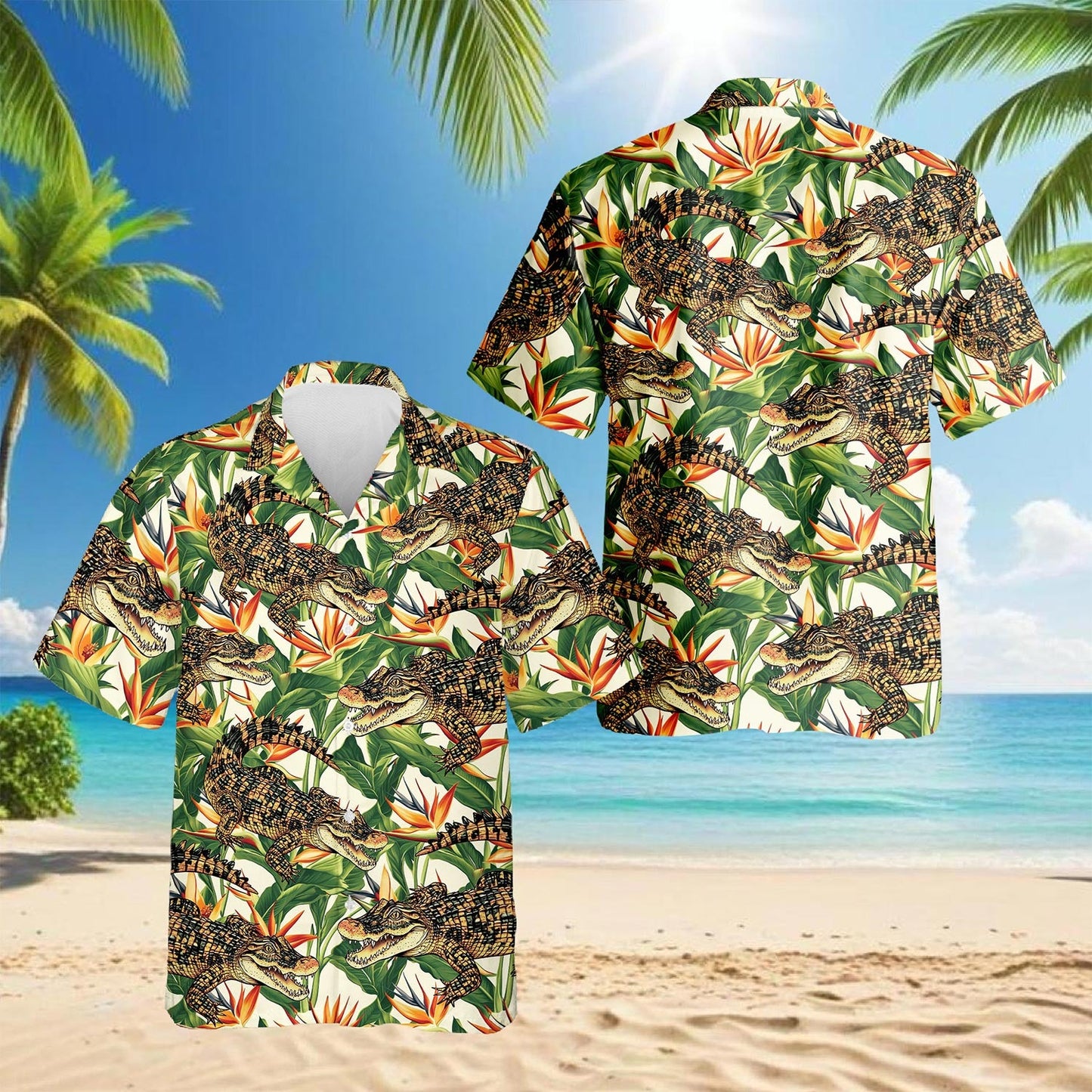 Alligator Hawaiian Shirt for Men, Button Down Aloha Shirt - Azhawaiian
