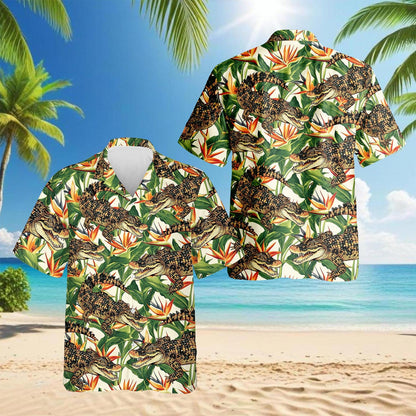 Alligator Hawaiian Shirt for Men, Button Down Aloha Shirt - Azhawaiian