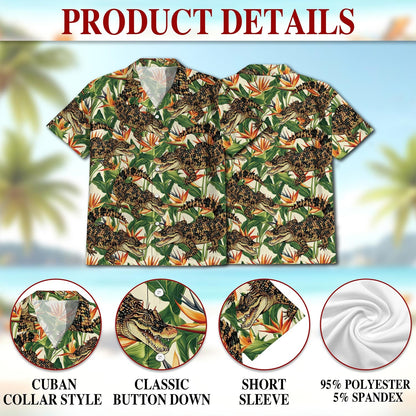 Alligator Hawaiian Shirt for Men, Button Down Aloha Shirt - Azhawaiian