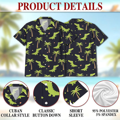 Alligator Pattern Print Hawaiian Shirt for Men, Button Down Aloha Shirt - Azhawaiian