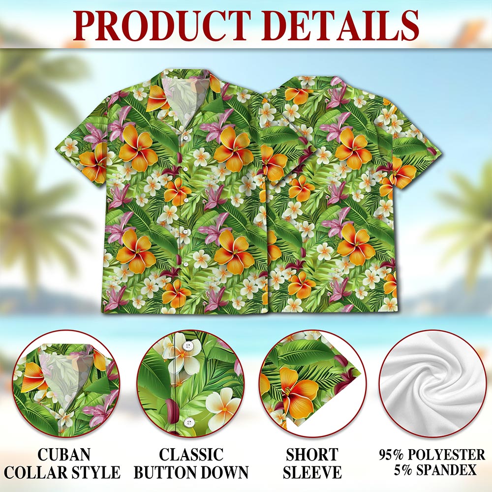Aloha Tropical Hawaiian Shirt for Men, Button Down Aloha Shirt - Azhawaiian