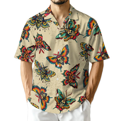 Azhawaiian Amazing Butterfly Skull Hawaiian Shirt for Men
