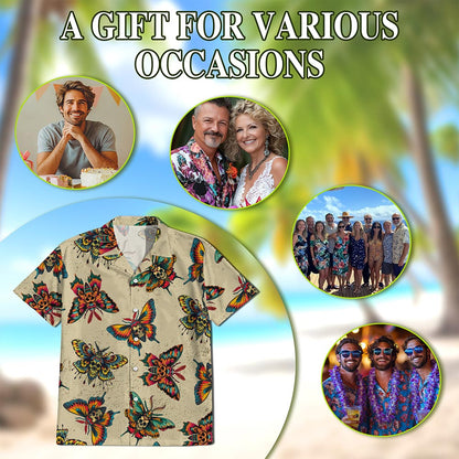 Amazing Butterfly Skull Hawaiian Shirt for Men, Button Down Aloha Shirt - Azhawaiian