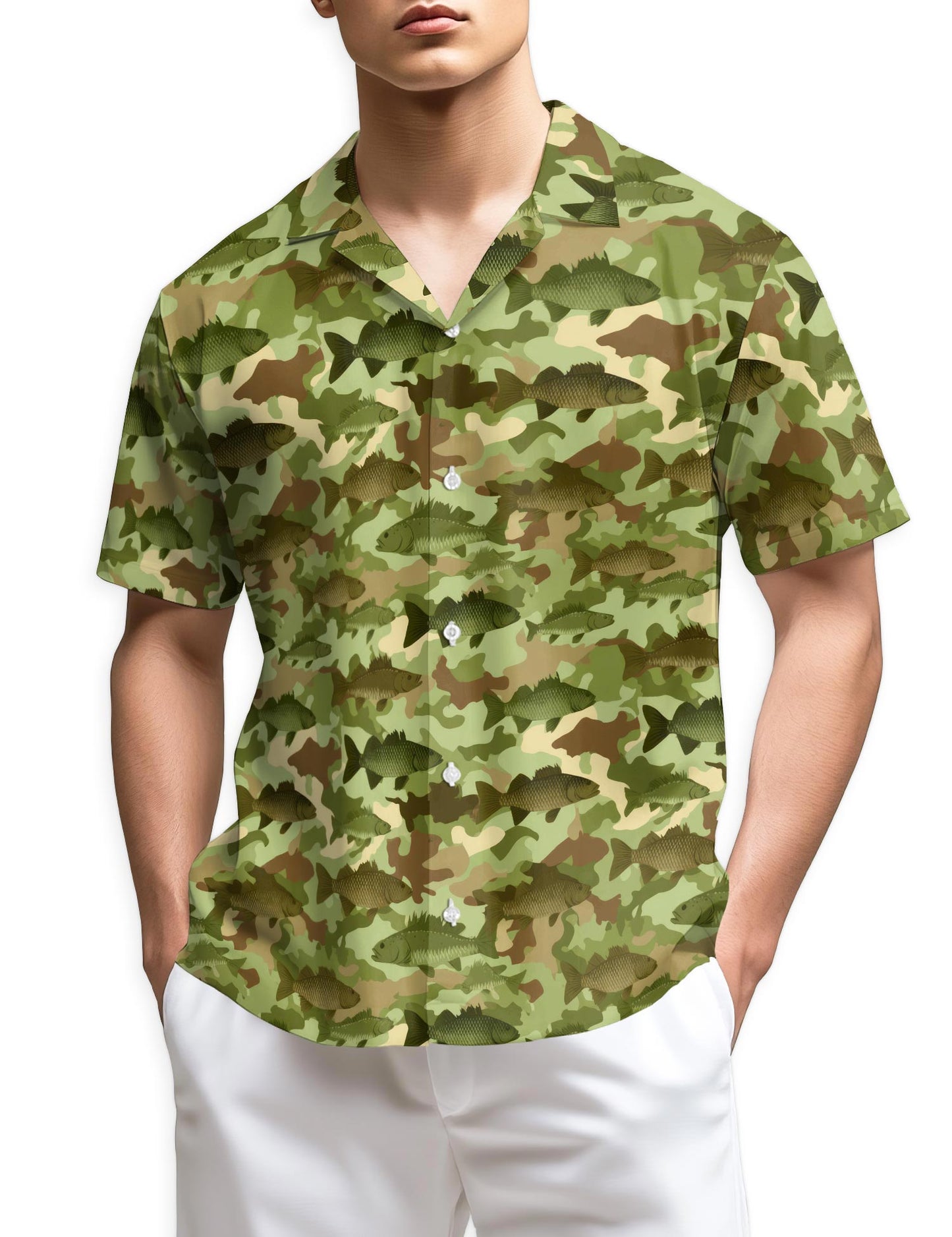 Azhawaiian Amazing Fishing Camo Hawaiian Shirt for Men