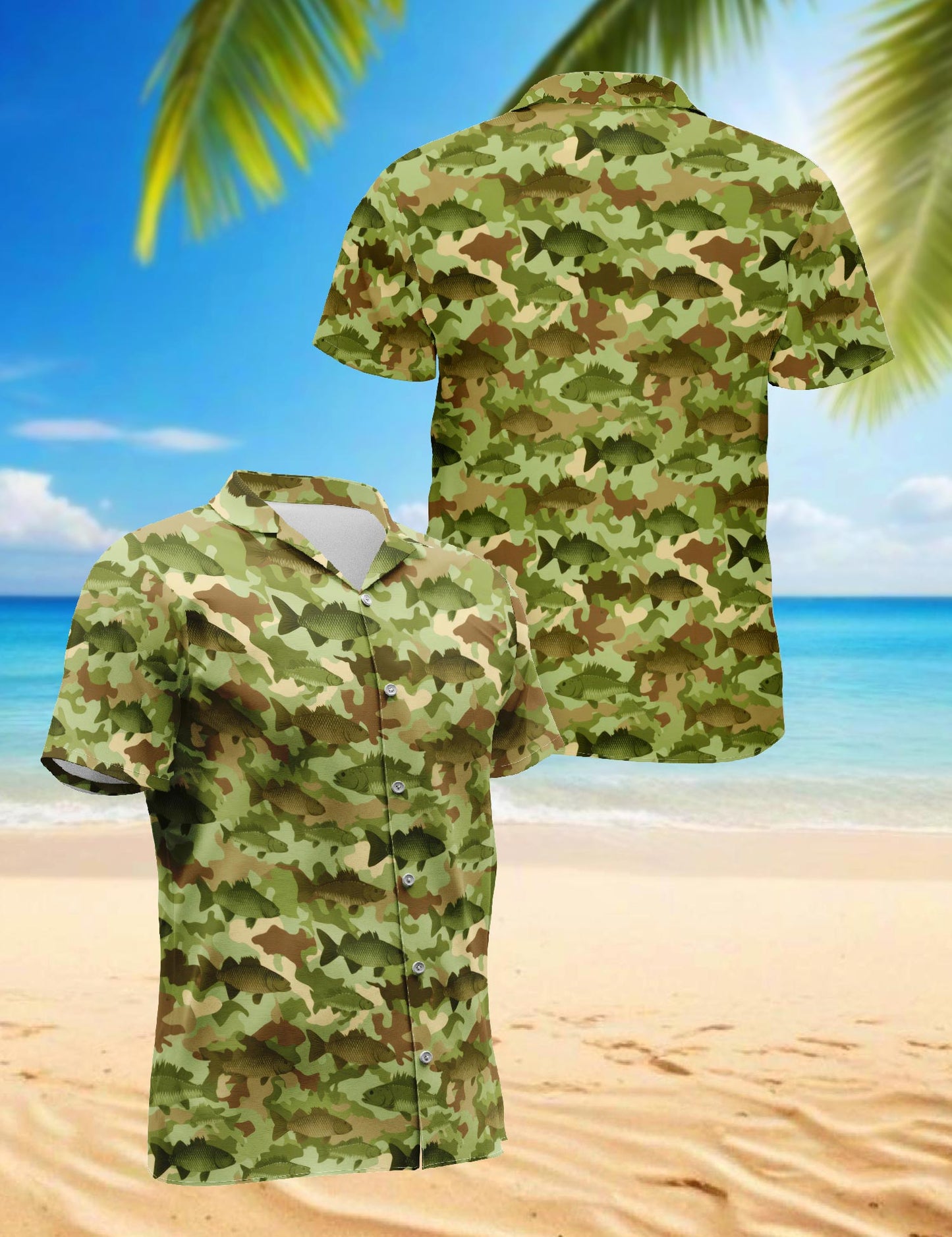 Amazing Fishing Camo Hawaiian Shirt for Men, Button Down Aloha Shirt - Azhawaiian