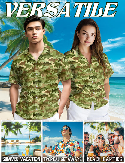 Amazing Fishing Camo Hawaiian Shirt for Men, Button Down Aloha Shirt - Azhawaiian