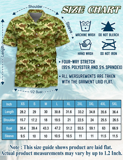Amazing Fishing Camo Hawaiian Shirt for Men, Button Down Aloha Shirt - Azhawaiian