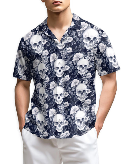 Azhawaiian Amazing Skull Floral Hawaiian Shirt for Men