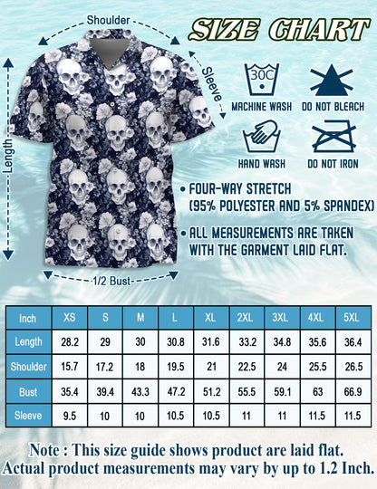 Amazing Skull Floral Hawaiian Shirt for Men, Button Down Aloha Shirt - Azhawaiian