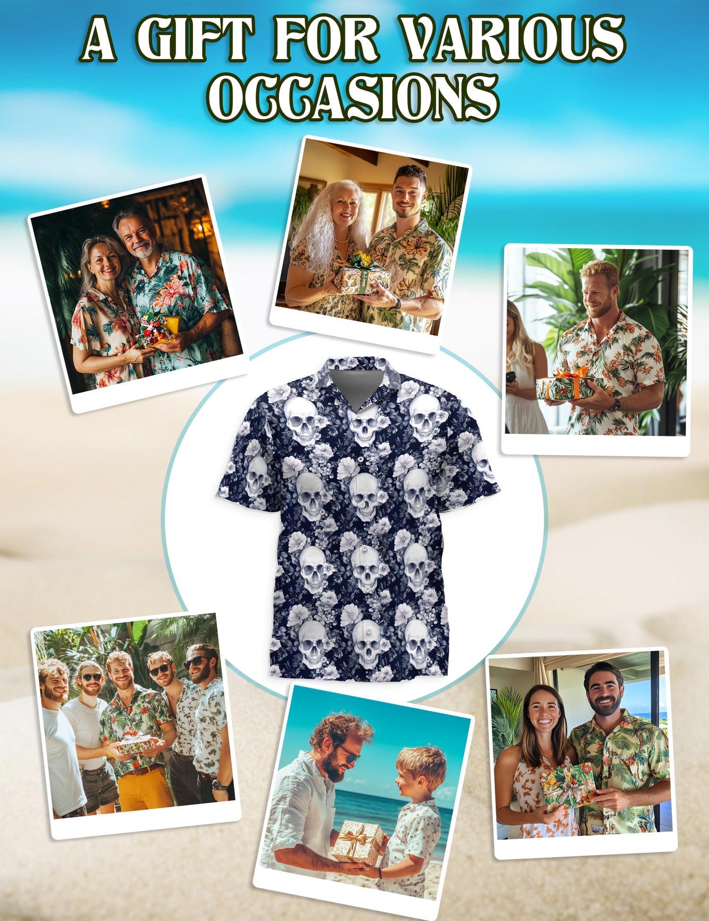Amazing Skull Floral Hawaiian Shirt for Men, Button Down Aloha Shirt - Azhawaiian