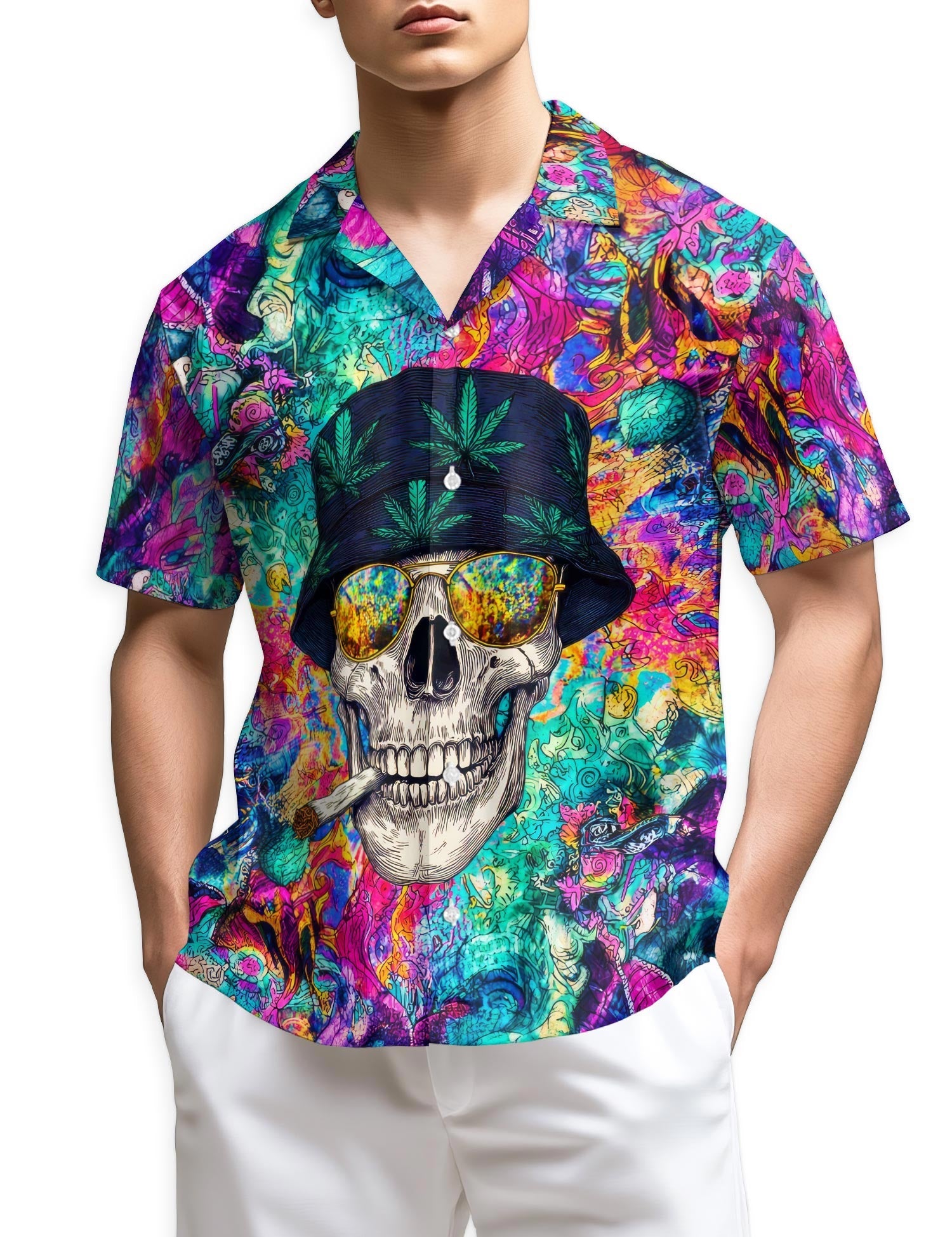 Azhawaiian Amazing Skull Hawaiian Shirt for Men