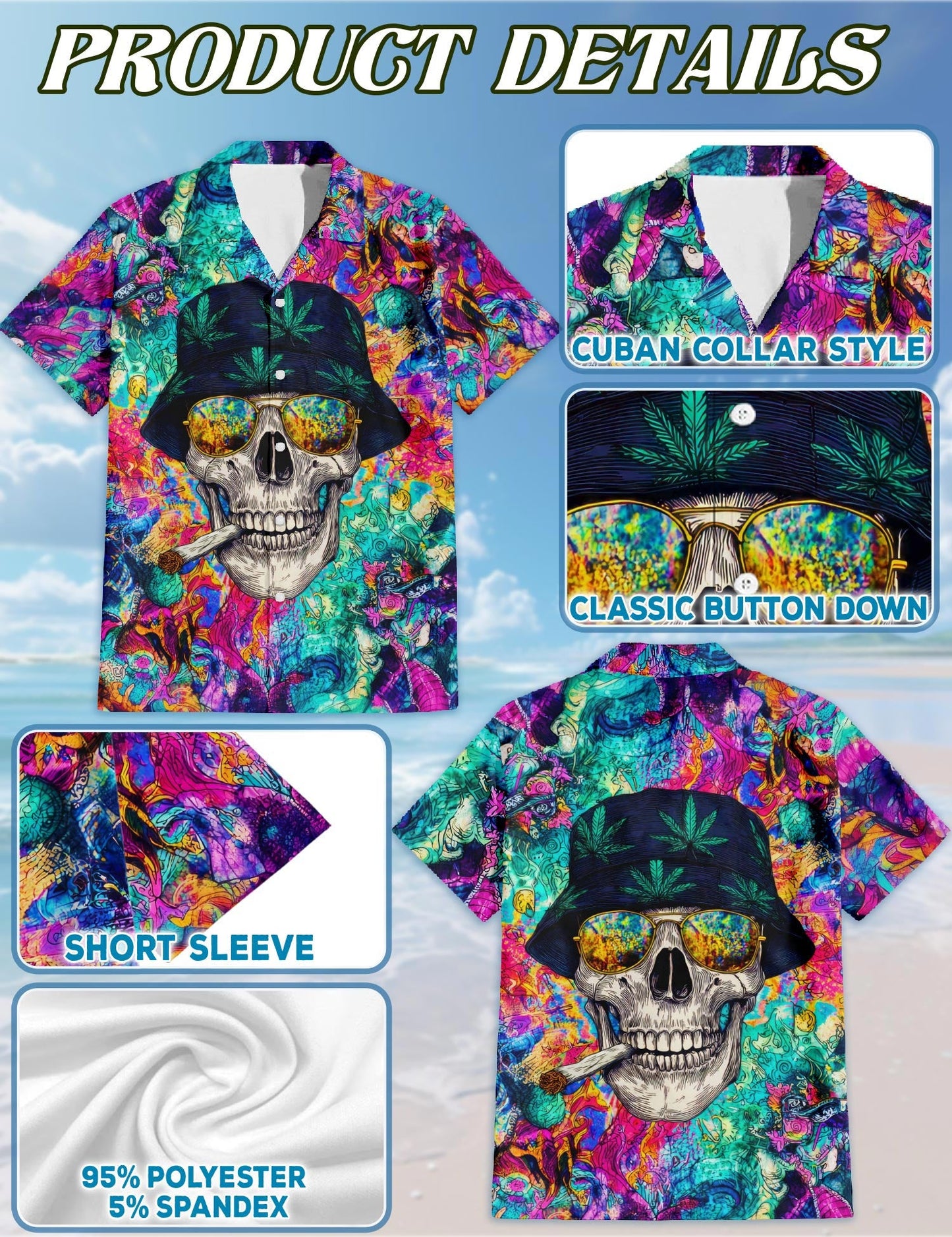Amazing Skull Hawaiian Shirt for Men, Button Down Aloha Shirt - Azhawaiian
