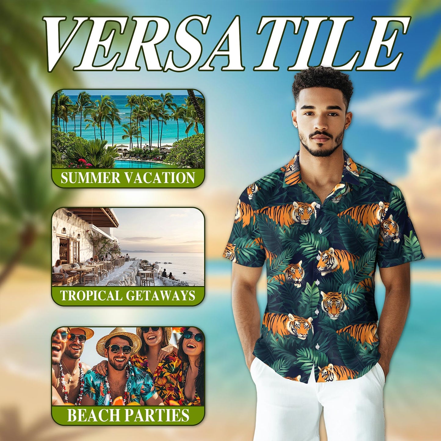 Amazing Tiger Hawaiian Shirt for Men, Button Down Aloha Shirt - Azhawaiian