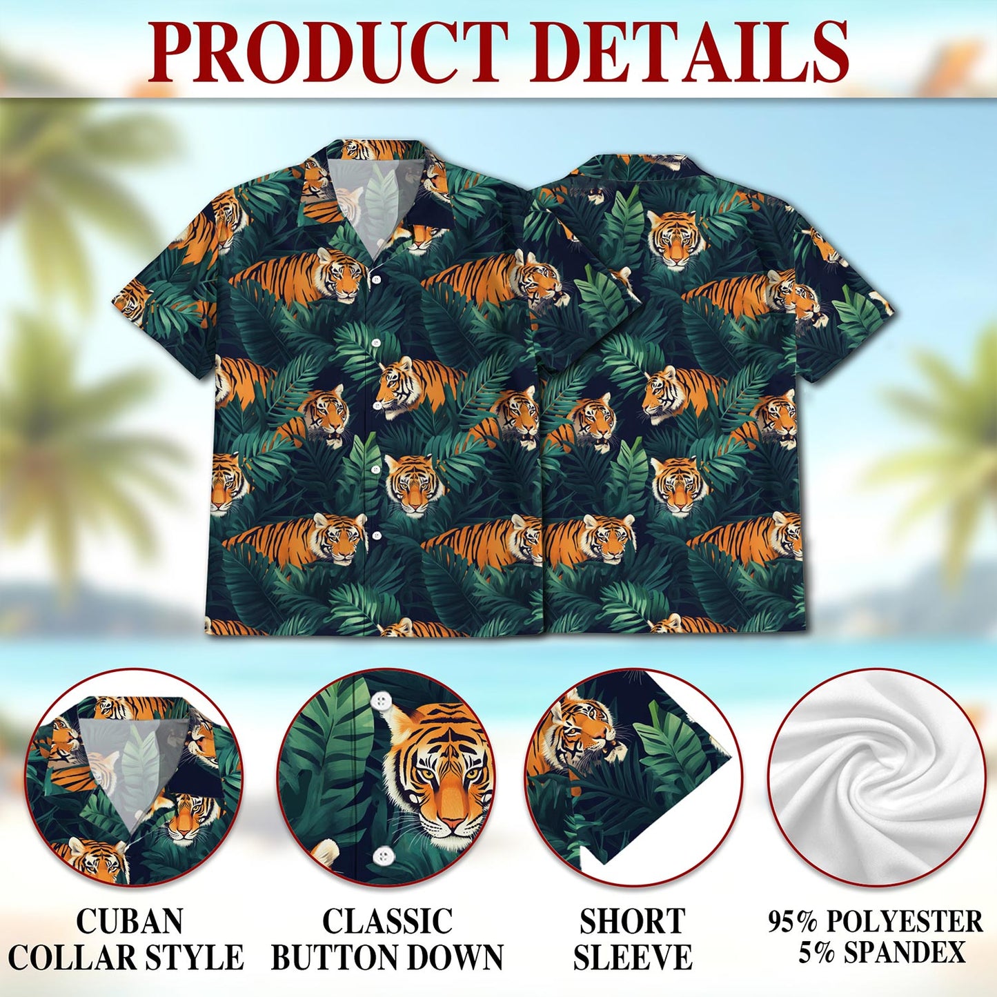 Amazing Tiger Hawaiian Shirt for Men, Button Down Aloha Shirt - Azhawaiian