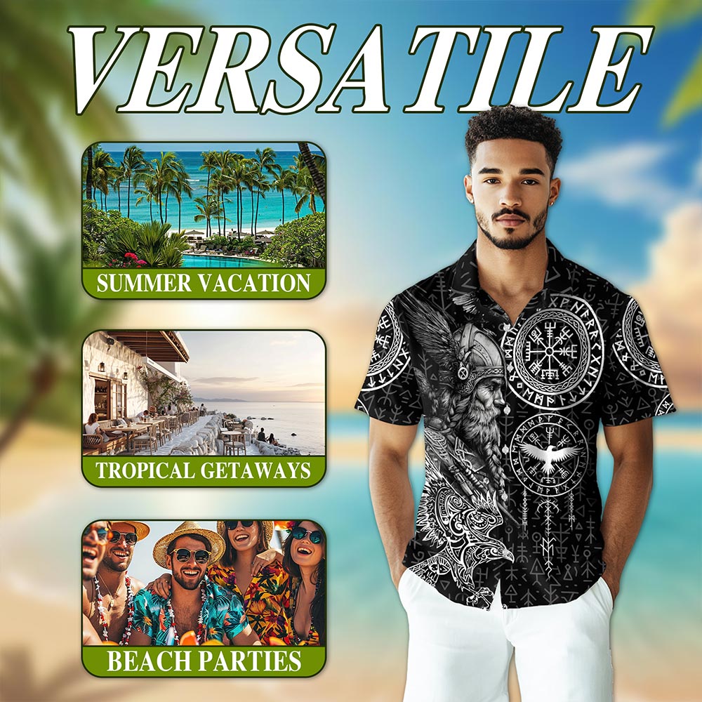 Amazing Viking Hawaiian Shirt for Men, Button Down Aloha Shirt - Azhawaiian