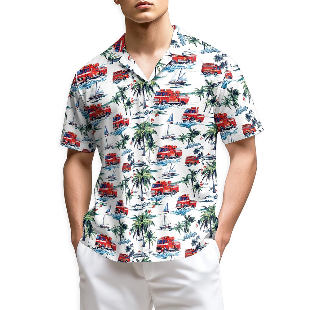 Azhawaiian America Firefighter Hawaiian Shirt for Men