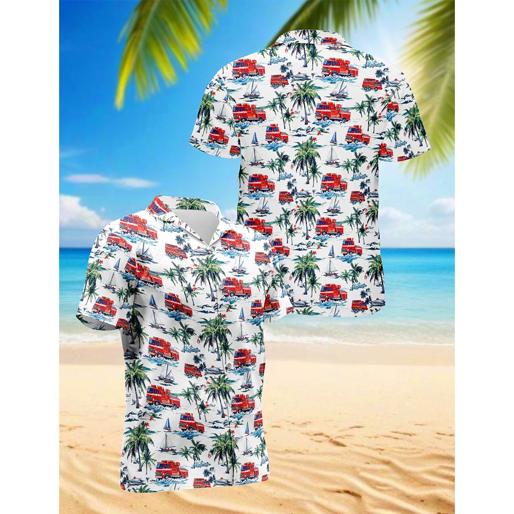 America Firefighter Hawaiian Shirt for Men, Button Down Aloha Shirt - Azhawaiian