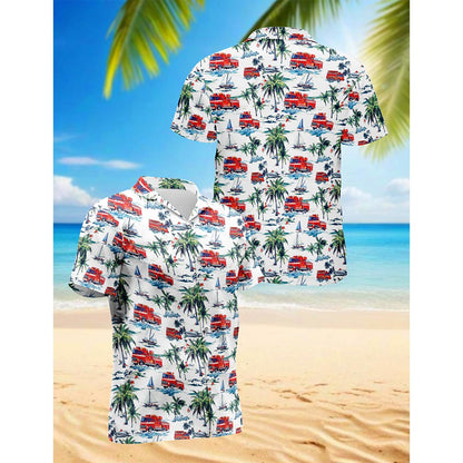 America Firefighter Hawaiian Shirt for Men, Button Down Aloha Shirt - Azhawaiian