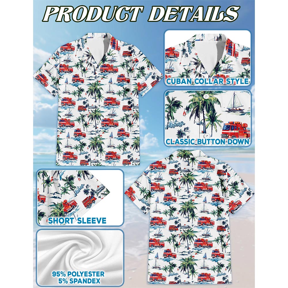 America Firefighter Hawaiian Shirt for Men, Button Down Aloha Shirt - Azhawaiian