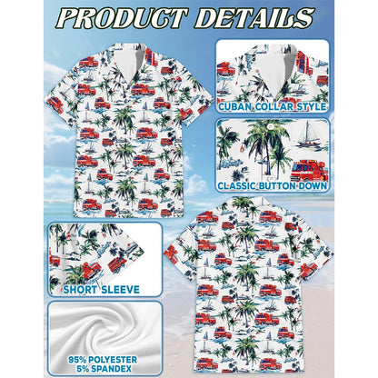 America Firefighter Hawaiian Shirt for Men, Button Down Aloha Shirt - Azhawaiian