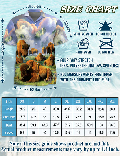 American Bison At Sunrise Hawaiian Shirt for Men, Button Down Aloha Shirt - Azhawaiian