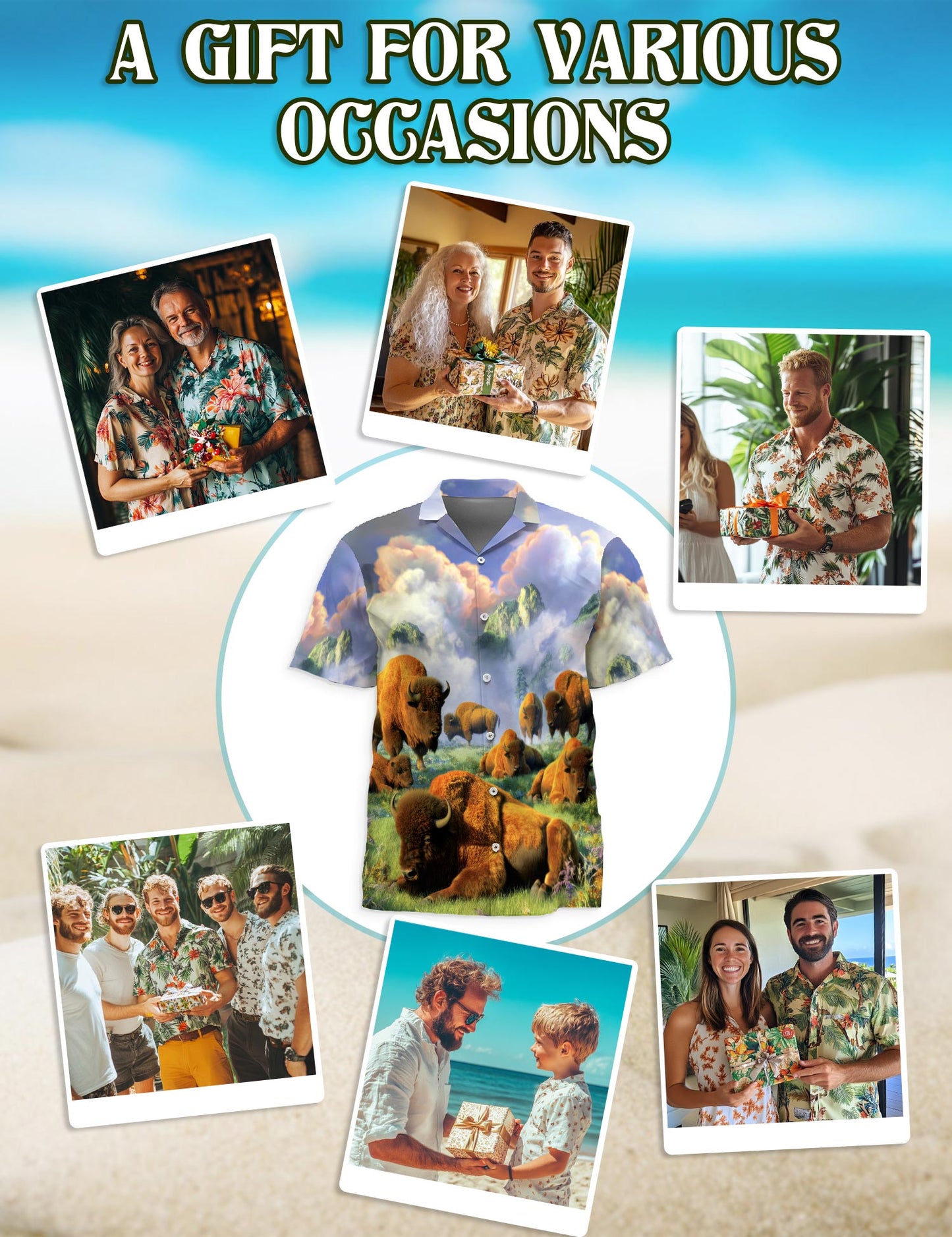 American Bison At Sunrise Hawaiian Shirt for Men, Button Down Aloha Shirt - Azhawaiian