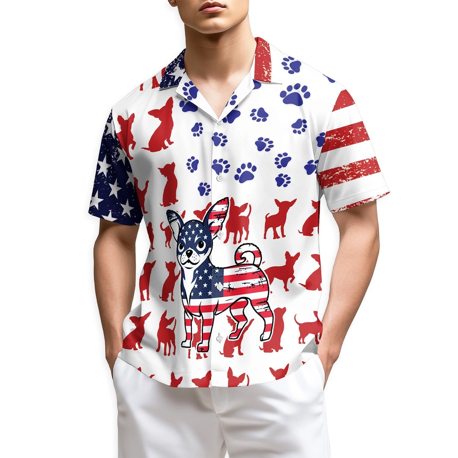 Azhawaiian American Chihuahua Hawaiian Shirt for Men
