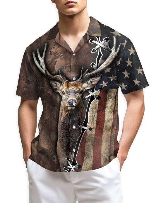Azhawaiian American Deer Hunter Hawaiian Shirt for Men